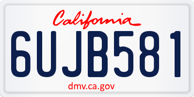 CA license plate 6UJB581