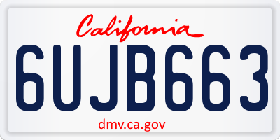 CA license plate 6UJB663