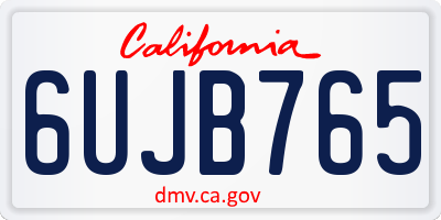 CA license plate 6UJB765