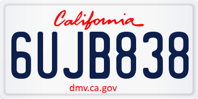 CA license plate 6UJB838
