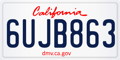 CA license plate 6UJB863