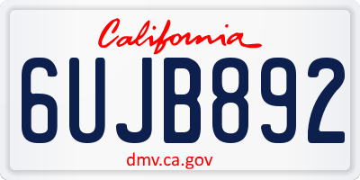 CA license plate 6UJB892