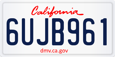CA license plate 6UJB961