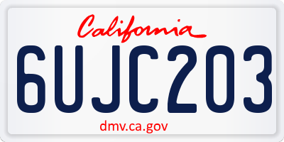 CA license plate 6UJC203