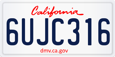 CA license plate 6UJC316