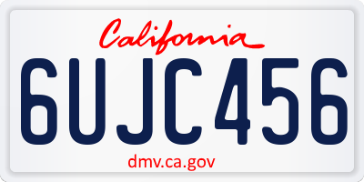 CA license plate 6UJC456