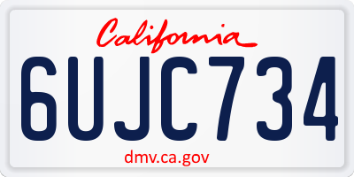 CA license plate 6UJC734