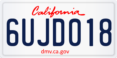 CA license plate 6UJD018