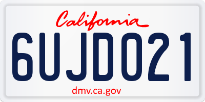 CA license plate 6UJD021