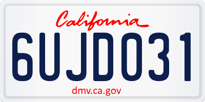 CA license plate 6UJD031