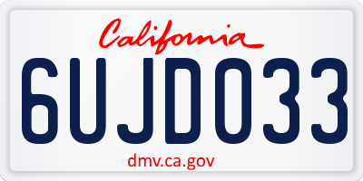 CA license plate 6UJD033