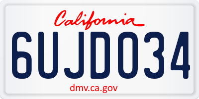 CA license plate 6UJD034