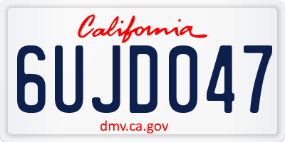 CA license plate 6UJD047