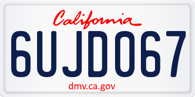 CA license plate 6UJD067