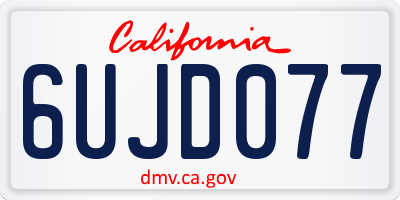 CA license plate 6UJD077