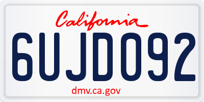 CA license plate 6UJD092