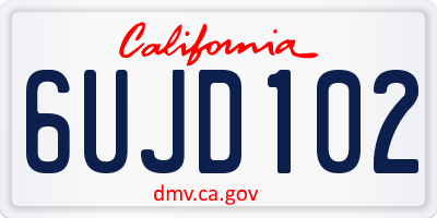 CA license plate 6UJD102