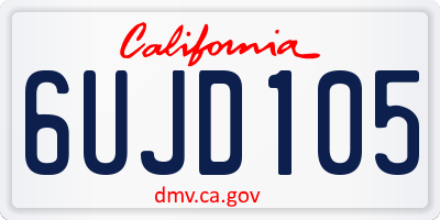 CA license plate 6UJD105