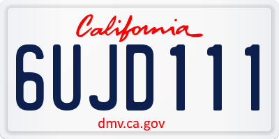 CA license plate 6UJD111