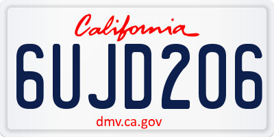 CA license plate 6UJD206
