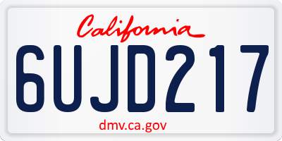 CA license plate 6UJD217