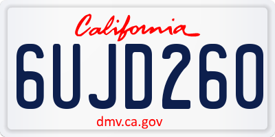 CA license plate 6UJD260