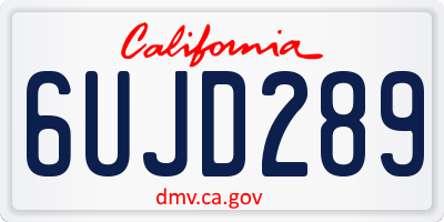 CA license plate 6UJD289