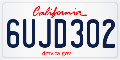 CA license plate 6UJD302