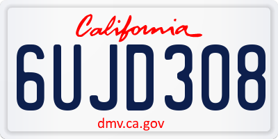 CA license plate 6UJD308