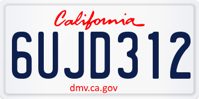 CA license plate 6UJD312