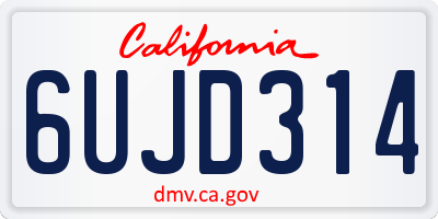 CA license plate 6UJD314