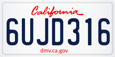 CA license plate 6UJD316