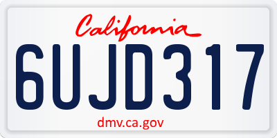 CA license plate 6UJD317