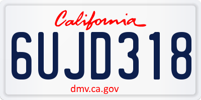 CA license plate 6UJD318
