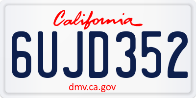 CA license plate 6UJD352