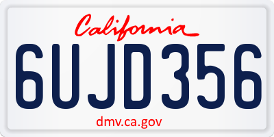 CA license plate 6UJD356