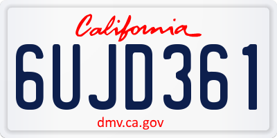 CA license plate 6UJD361