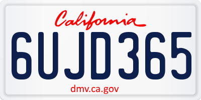 CA license plate 6UJD365