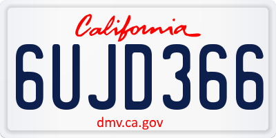 CA license plate 6UJD366