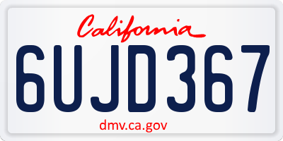 CA license plate 6UJD367
