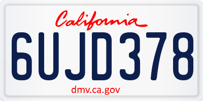 CA license plate 6UJD378