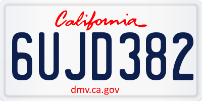 CA license plate 6UJD382