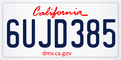 CA license plate 6UJD385