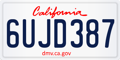 CA license plate 6UJD387