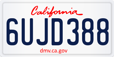 CA license plate 6UJD388