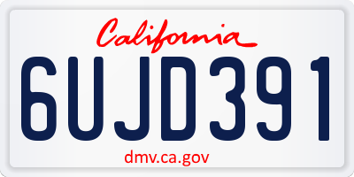 CA license plate 6UJD391