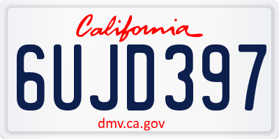 CA license plate 6UJD397