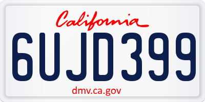 CA license plate 6UJD399