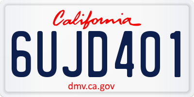 CA license plate 6UJD401