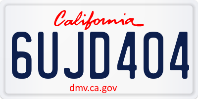 CA license plate 6UJD404